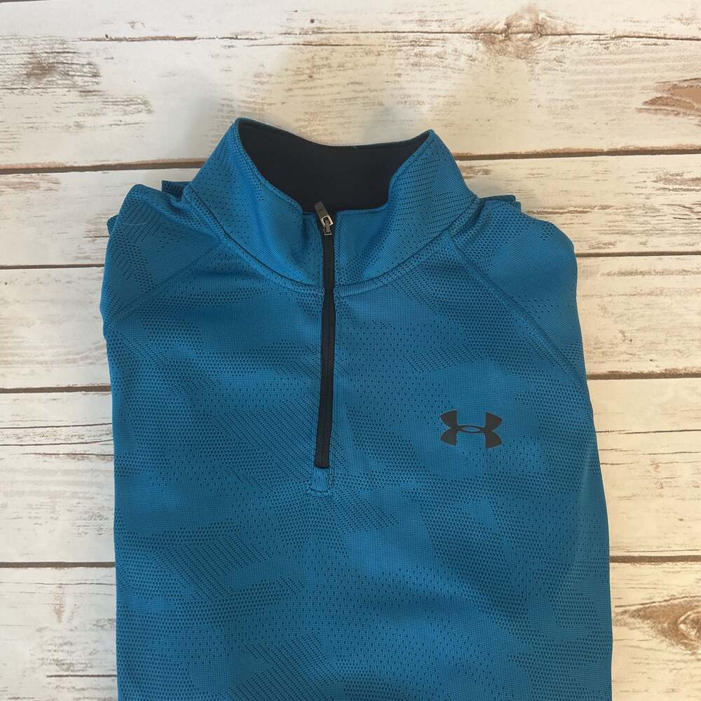 UNDER ARMOUR HEATGEAR ATHLETIC 1/4 ZIP UP PULLOVER SWEATSHIRT Sz Mens M Blue